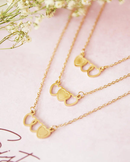 Ketting Three SisterS Goud kleur Stainless Steel