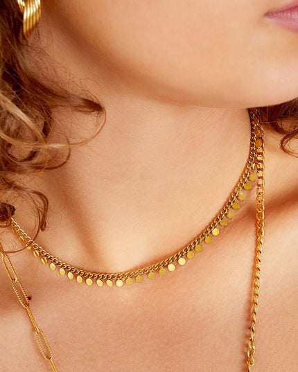 Roestvrijstalen ketting cirkels Goud kleur Stainless Steel