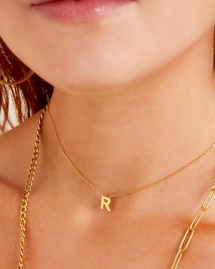 Edelstalen ketting initiaal C Goud kleur Stainless Steel