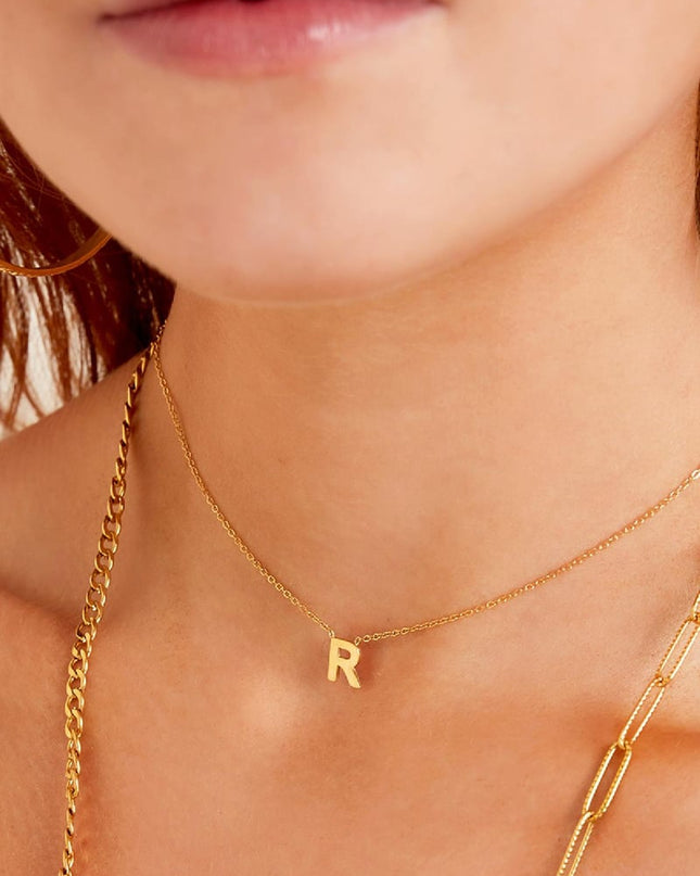Edelstalen ketting initiaal C Goud kleur Stainless Steel