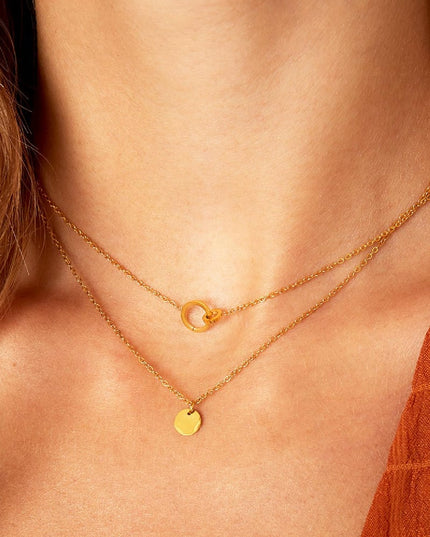 Kettingen verbonden cirkels Goud kleur Stainless Steel