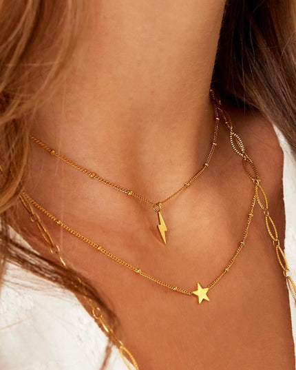 RVS ketting ster Goud kleur Stainless Steel