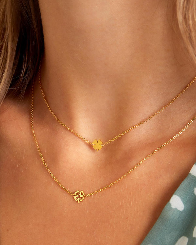 RVS ketting klavertje Goud kleur Stainless Steel