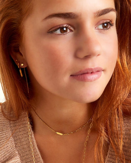 Roestvrijstalen ketting met dubbele ketting en bedel Goud kleur Stainless Steel