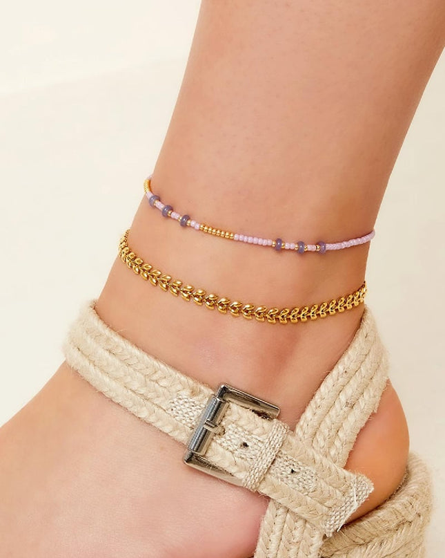 Enkelbandje bladeren Goud kleur Stainless Steel