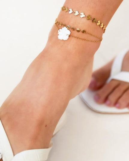 Enkelbandje met bloemen - Strandcollectie Goud kleur Stainless Steel