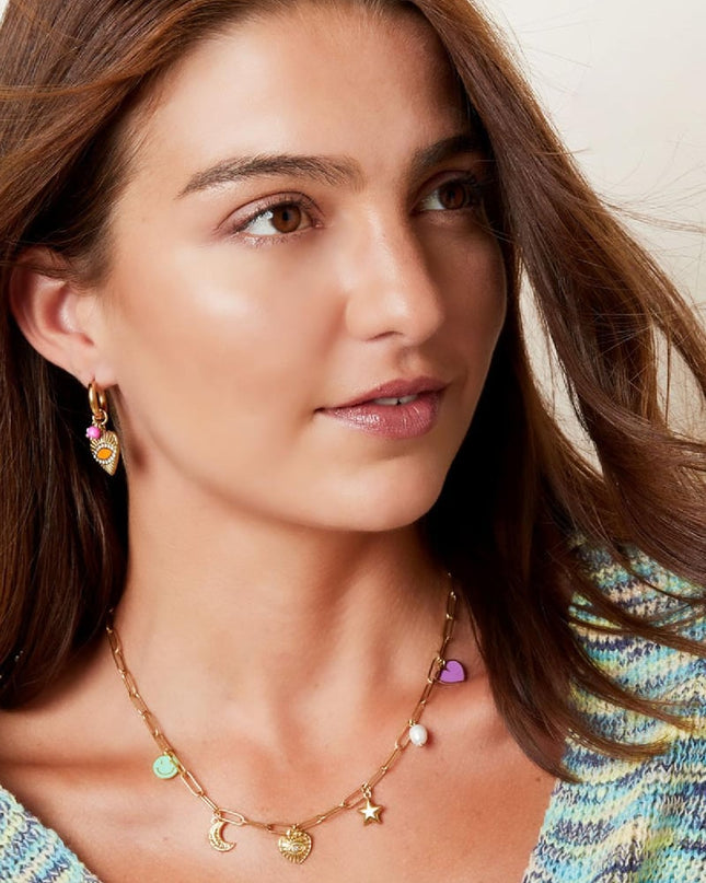 Geschakelde ketting met zes bedels Zilver Stainless Steel