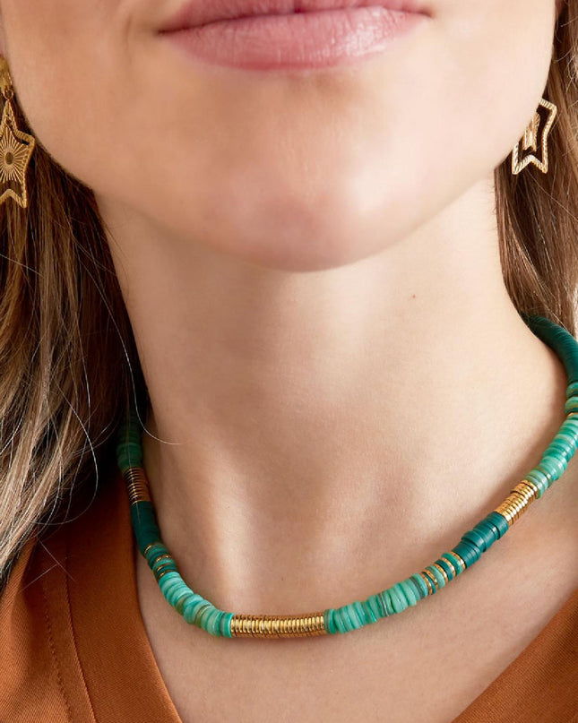 Ketting verschillende kralen Paars polymer clay