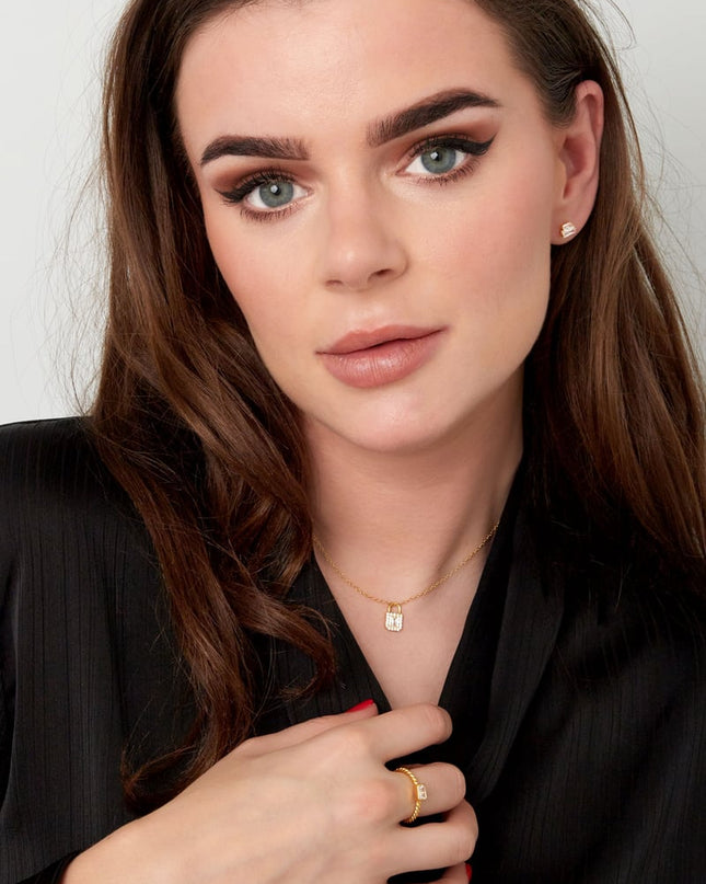 Ketting slot steentjes - 925 zilver