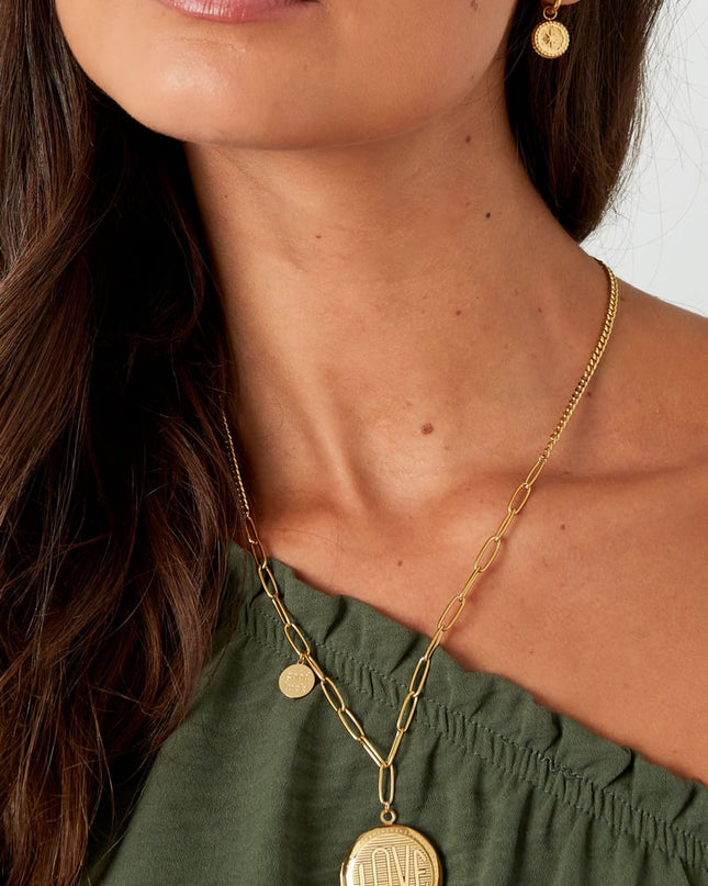 schakelketting ronde coin & good luck