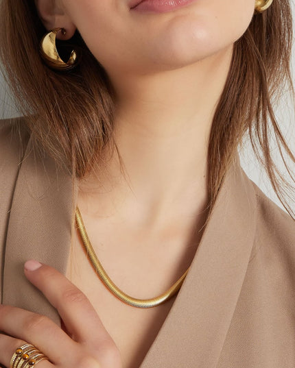 Unisex ketting plat met structuur - Goud kleur-6.0MM