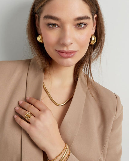 Unisex ketting plat met structuur - Goud kleur-6.0MM