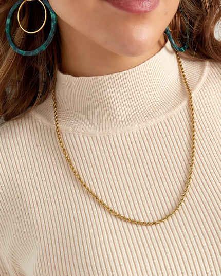 Unisex Roestvrijstalen Gedraaide Ketting 60CM - Goud kleur-3.0MM