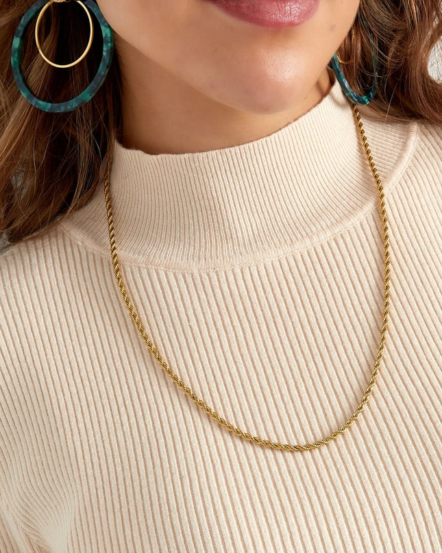 Unisex Roestvrijstalen Gedraaide Ketting 60CM - Goud kleur-3.0MM