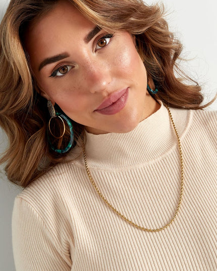 Unisex Roestvrijstalen Gedraaide Ketting 60CM - Goud kleur-3.0MM