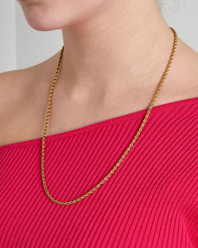 Unisex gedraaide ketting lang 60cm - Goud kleur-4.0MM
