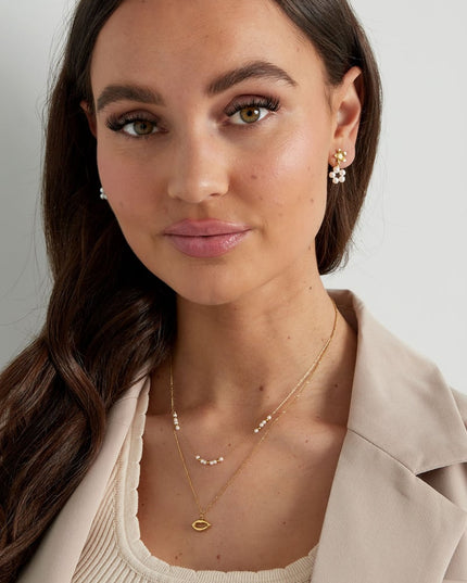 dubbele ketting kus met parel