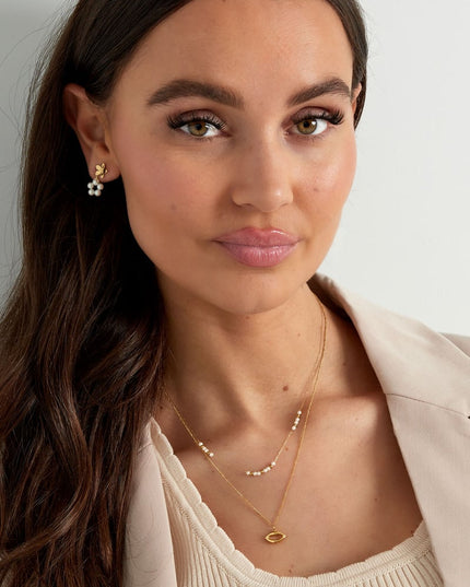 dubbele ketting kus met parel