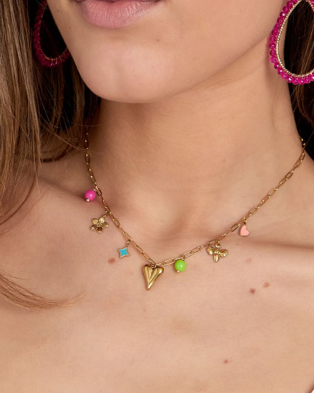 bedel ketting met kleurrijke bedels