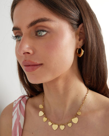 Platte grofhartvormige feest hanger ketting