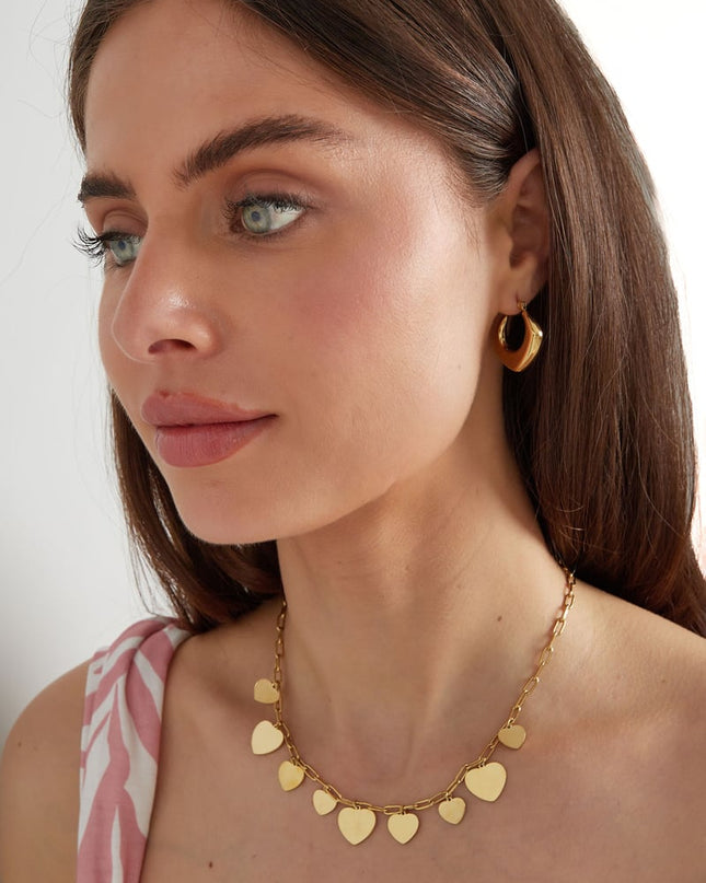 Platte grofhartvormige feest hanger ketting