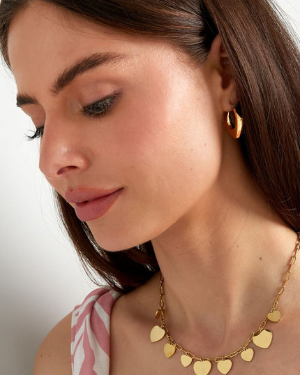 Platte grofhartvormige feest hanger ketting