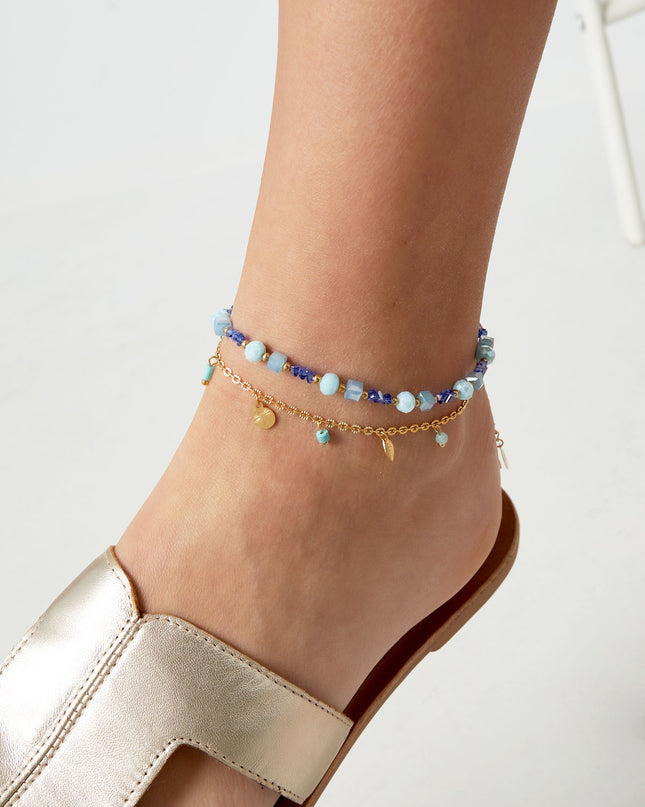 Strand vibe enkelbandje - groen/Goud kleur