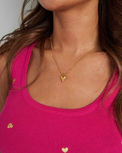 bolletjes ketting met hartje klein