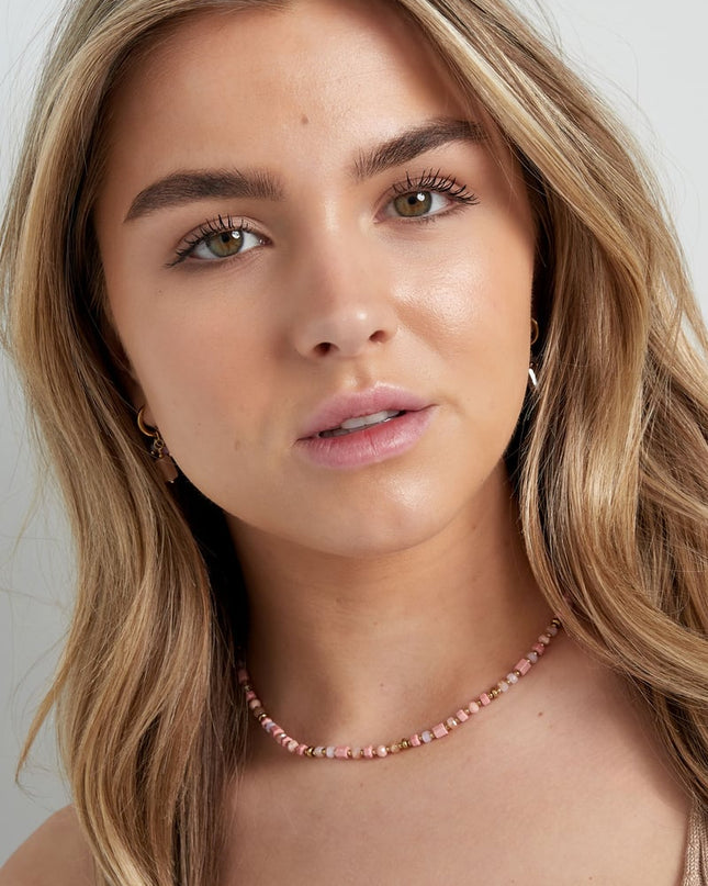 Kleurrijke festival ketting - blauw/Goud kleur