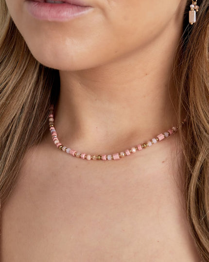 Kleurrijke festival ketting - blauw/Goud kleur