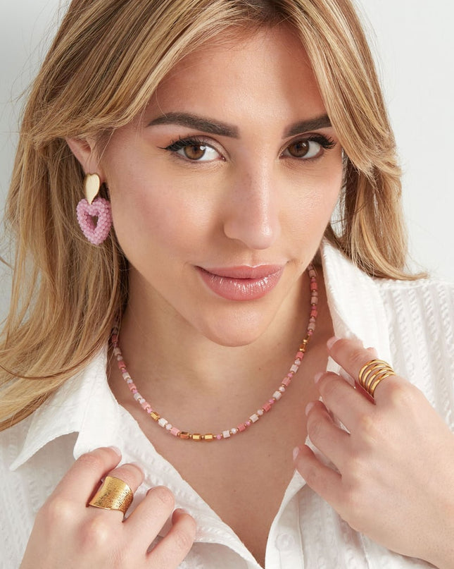 Kleurrijke festival ketting - blauw/Goud kleur