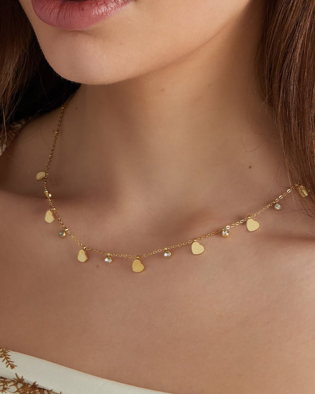 bedel ketting met harten en diamanten