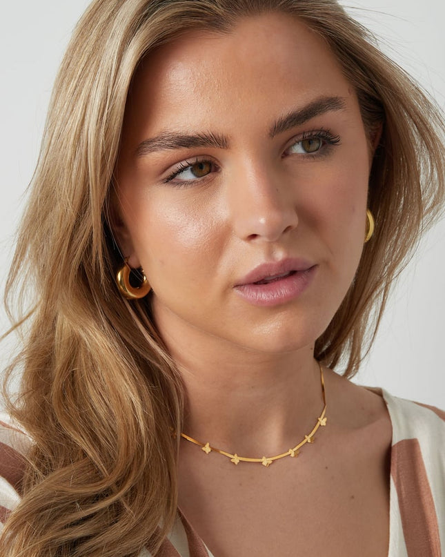 platte schakel ketting met vlinders
