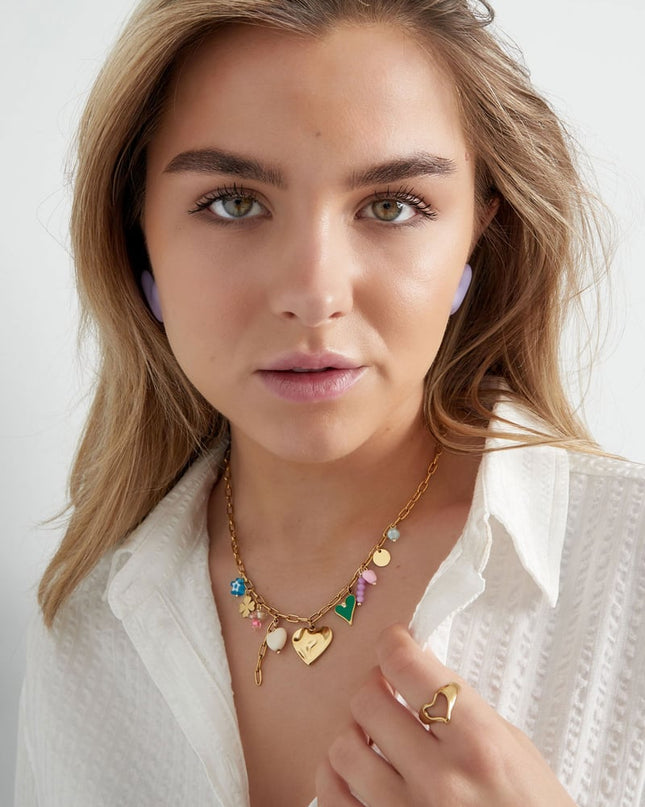 bedel ketting met gekleurde bedels