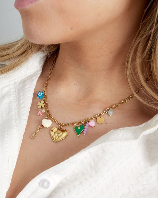 bedel ketting met gekleurde bedels