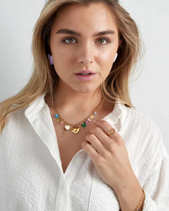 bedel ketting met gekleurde bedels