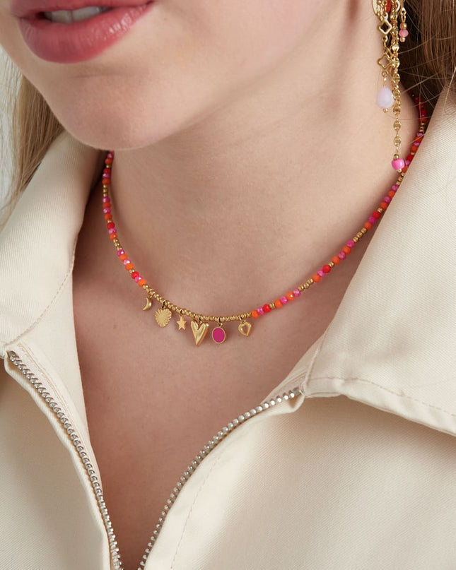 Ketting summer smile - oranje roze