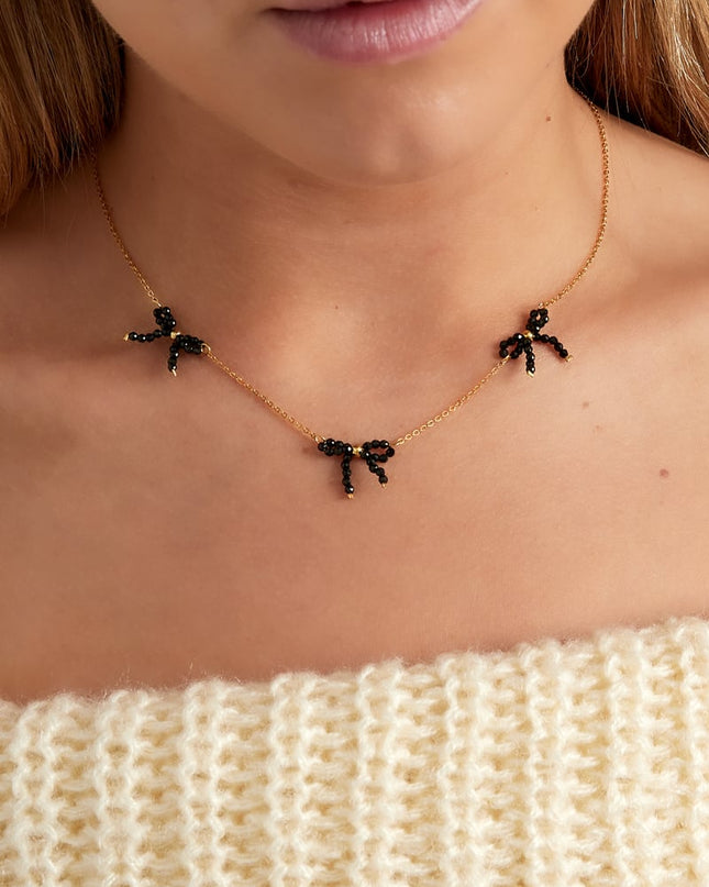beaded bows ketting