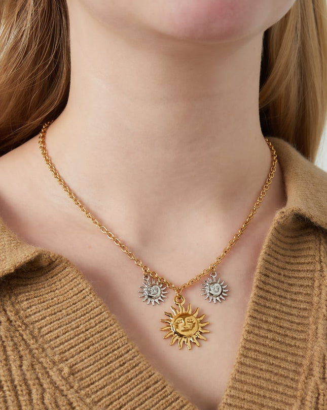 Ketting shimmering sun - Goud kleur zilver