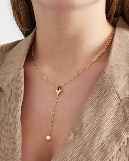 classic heart & pearl ketting