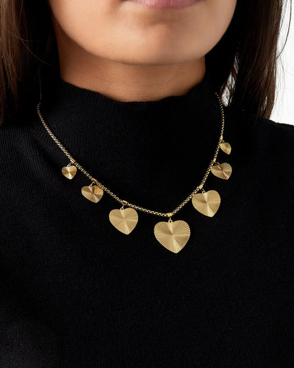 textured hearts ketting