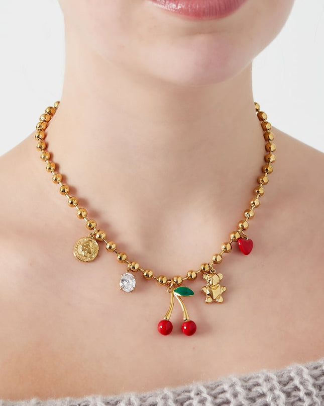 Bedelketting cherry chaser - Goud kleur kleurig