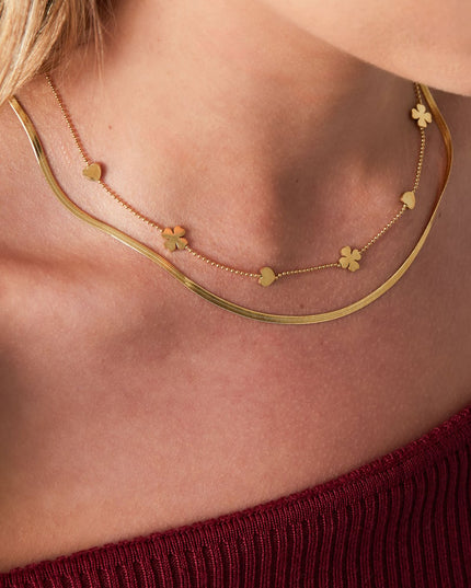 Dubbele ketting clover heart