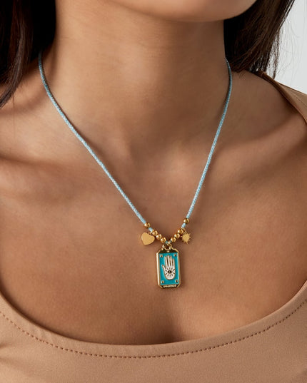 Eclipse Charm Necklace - Blue Gold kleur