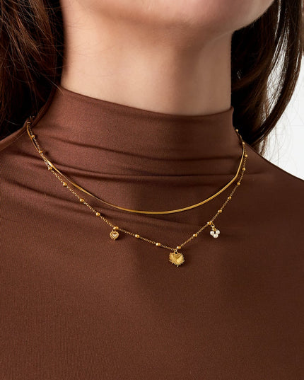 dubbele ketting met hart bedel