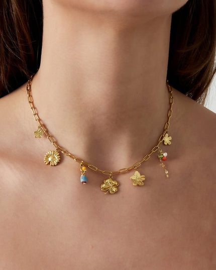 Bloemige ketting - Gold kleur