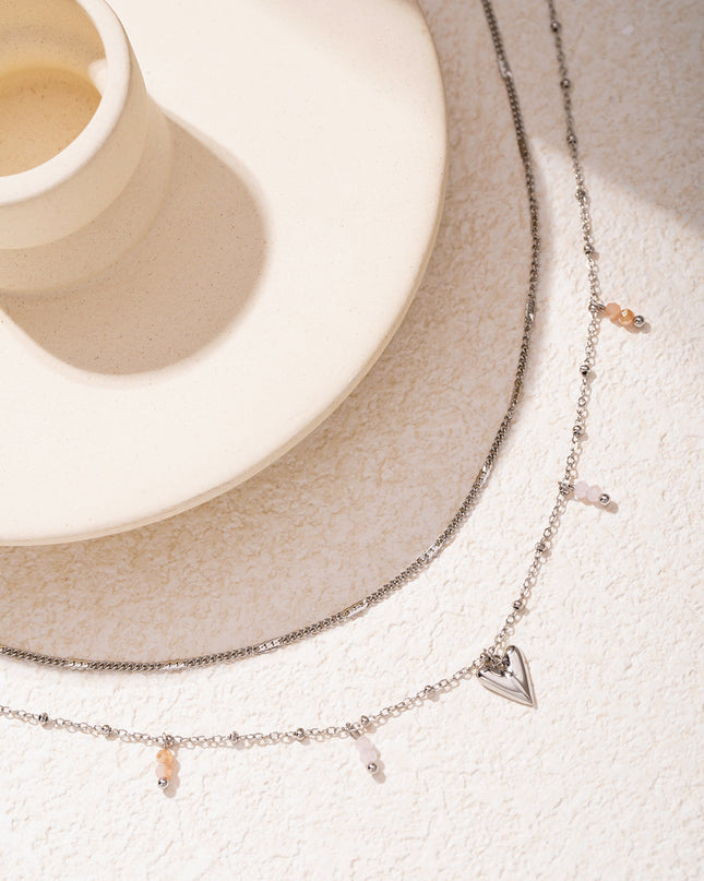 Dubbele liefdesketting - zilverkleur