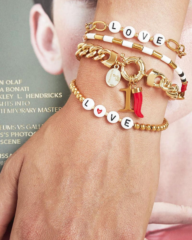 DIY Charm Digits Gold - 5 Goud kleur Stainless Steel