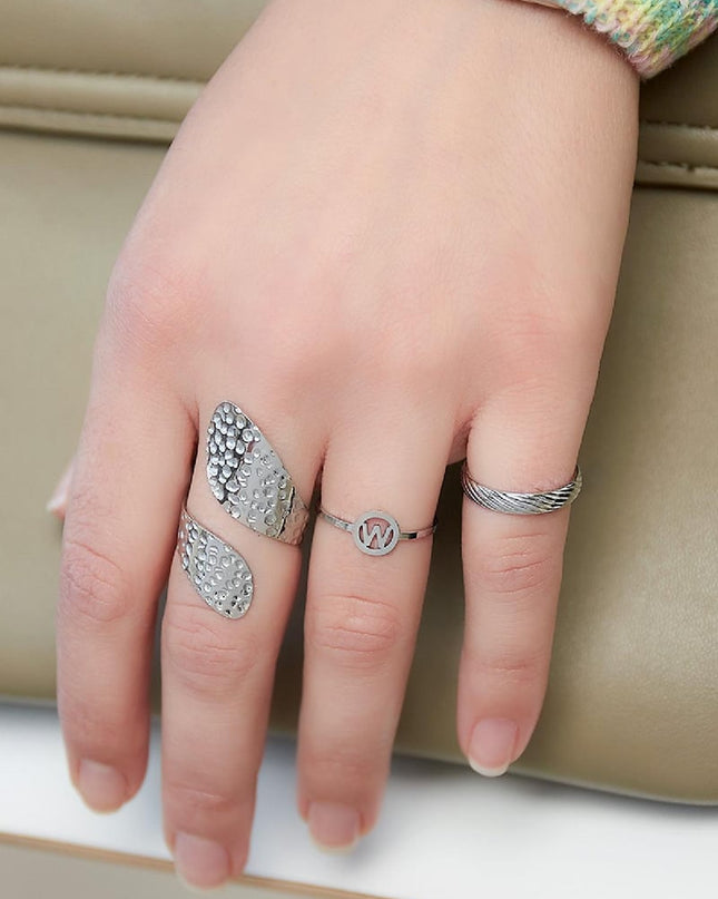 RVS ring initiaal A Zilver Stainless Steel