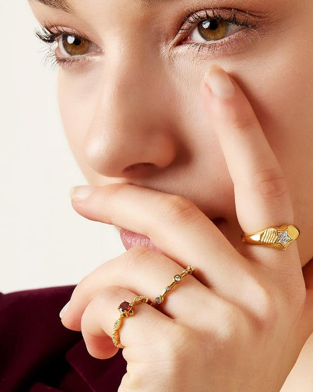 Ring zirkoon ster Zilver Stainless Steel 16